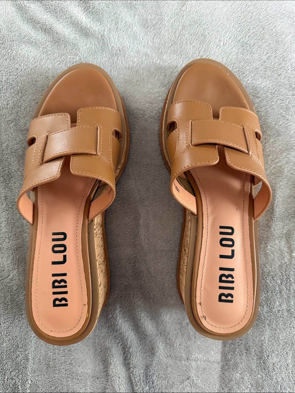 Bibi Lou Tan Leather Slide Sandals